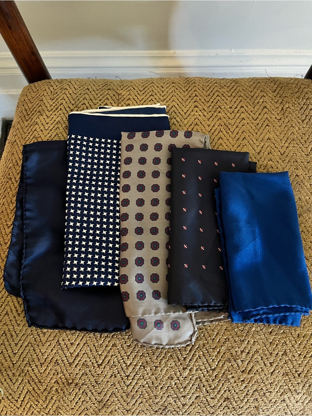 Men's Navy and Blue Pocket Squares Set - Classic Silk Look